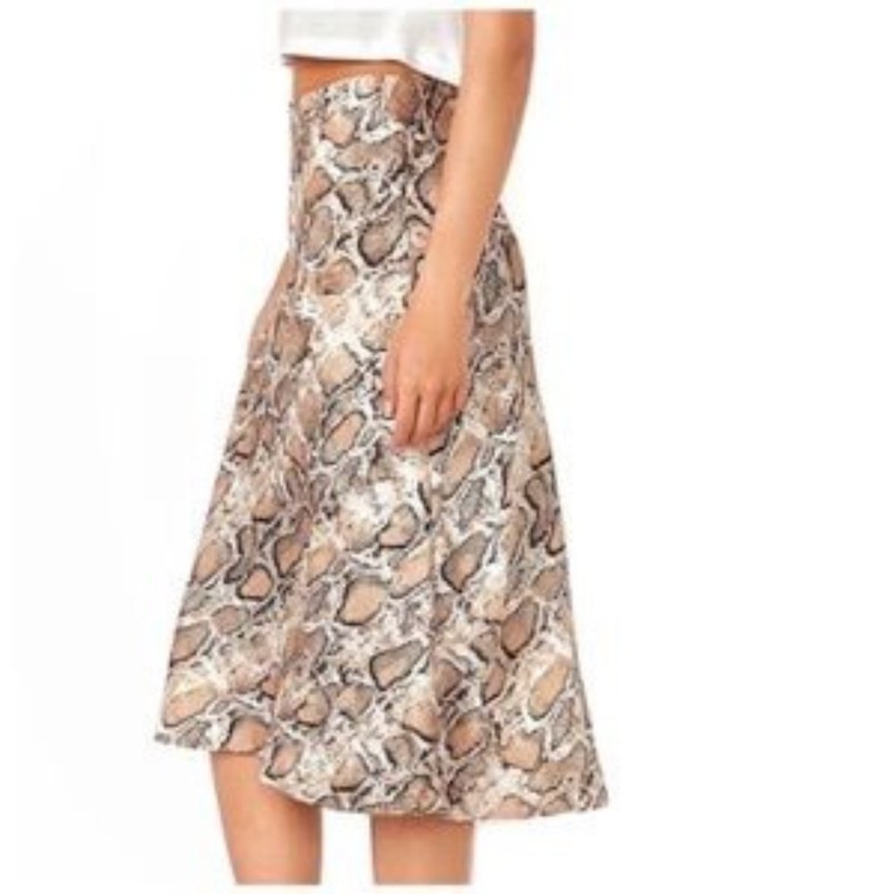 Essue Satin Snakeskin Midi Skirt